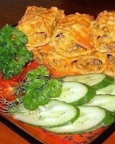 Каннеллони, фаршированные фаршем и овощами