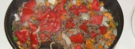 макароны гнезда с мясом и овощами. Шаг 16