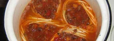 макароны гнезда с мясом и овощами. Шаг 23