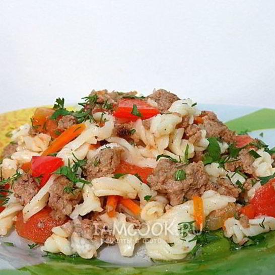 Рецепт макарон с фаршем и помидорами