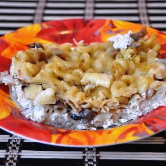 Рецепт макарон с грибами и яйцом