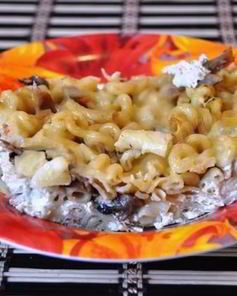 Макароны с грибами и яйцом