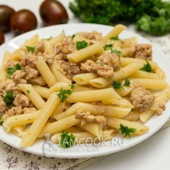 Рецепт макарон с куриным фаршем