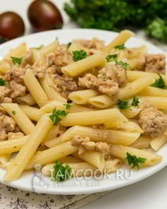 Макароны с куриным фаршем