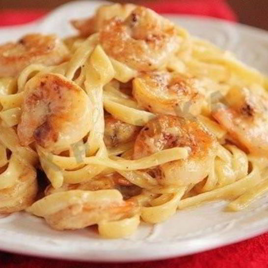 Рецепт пасты с креветками фетучини в сливочном соусе