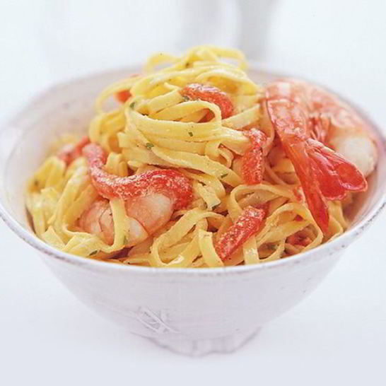 Рецепт пасты с креветками и красным перцем