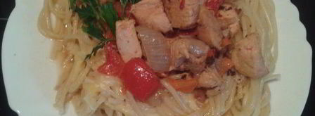 паста с куриным филе и сладким перцем. Шаг 4