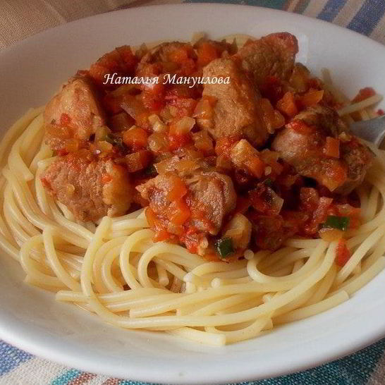 Рецепт пасты с мясом и овощами