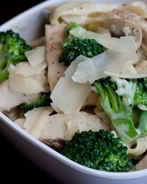 Спагетти с курицей и грибами