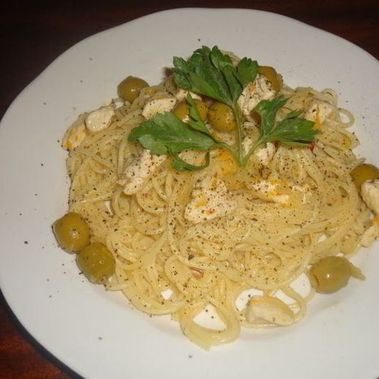 Рецепт спагетти с курицей в апельсиновом соусе