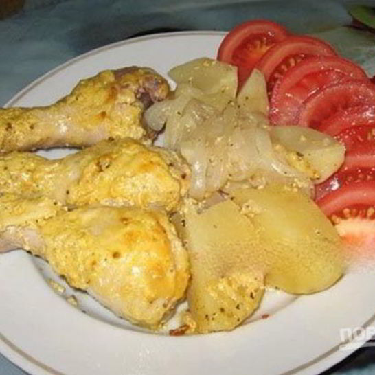 Рецепт куриной голени с картошкой в духовке