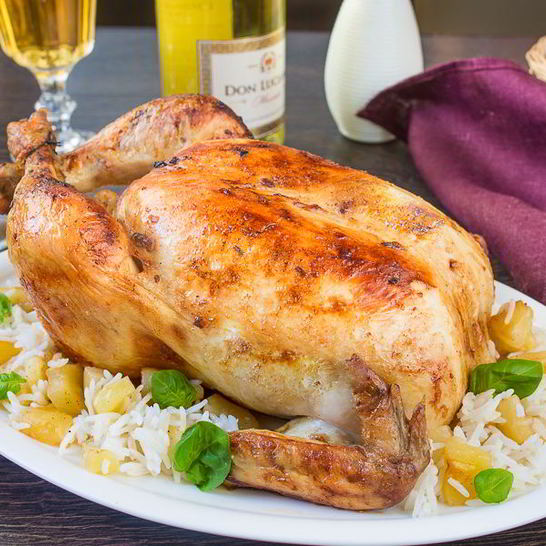 Рецепт курицы, фаршированной ананасами