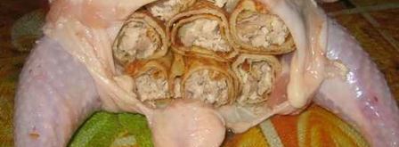 курица, фаршированная блинами. Шаг 19