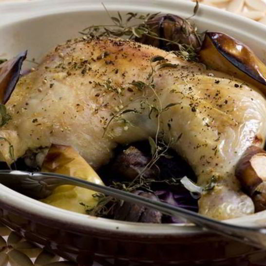 Рецепт курицы с яблоками и каштанами