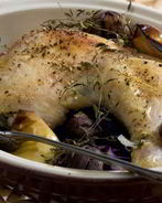 Курица с яблоками и каштанами