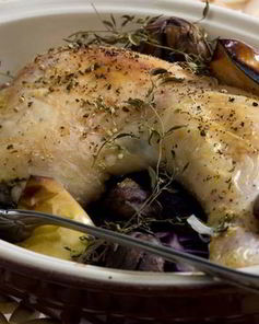 Курица с яблоками и каштанами