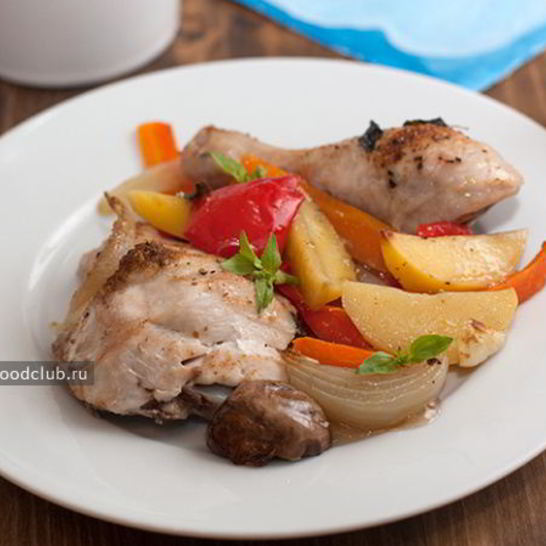 Рецепт курицы, запеченной с овощами