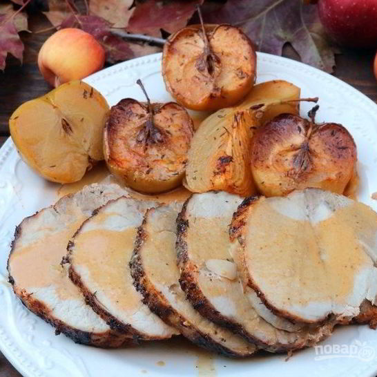 Рецепт свинины, запеченной с яблоками