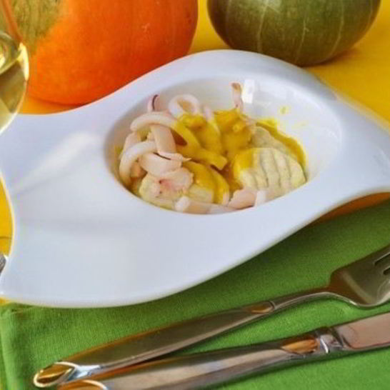 Рецепт ньокков с кальмарами в тыквенном соусе