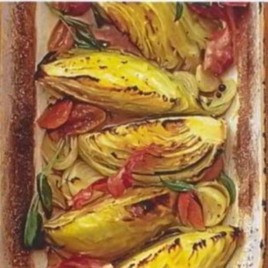 Рецепт капусты, запеченной дольками