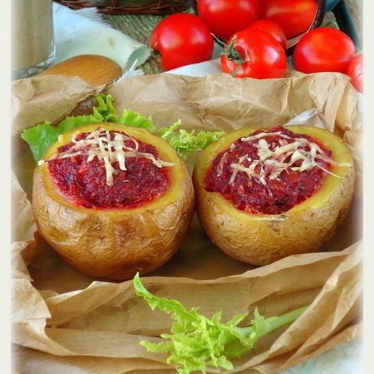 Рецепт картофеля, фаршированного с сырно-грибным соусом