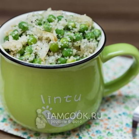 Рецепт куса-куса с зеленым горошком и жареным луком