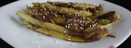 спаржевая фасоль с шампиньонами в соевом соусе. Шаг 7