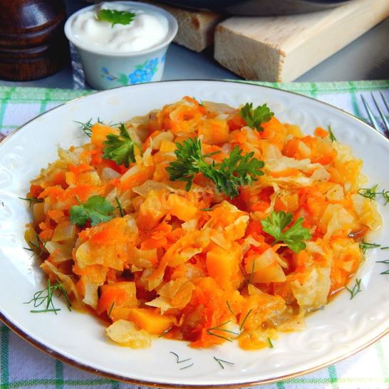 Рецепт тушеной капусты с тыквой и морковью