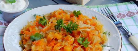 тушеная капуста с тыквой и морковью. Шаг 7