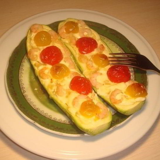 Рецепт запеченных кабачков, фаршированных креветками