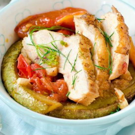 Рецепт жареных кабачков с куриной грудкой