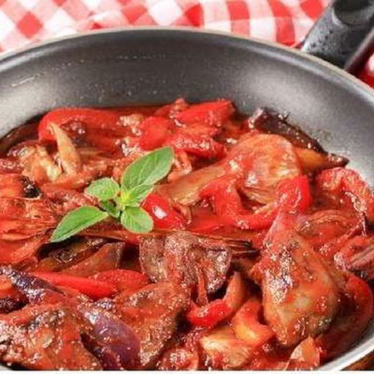 Рецепт ароматной куриной печени со сладким перцем