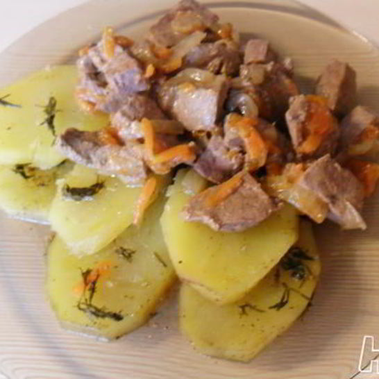 Рецепт говяжьей печени с картофелем в мультиварке