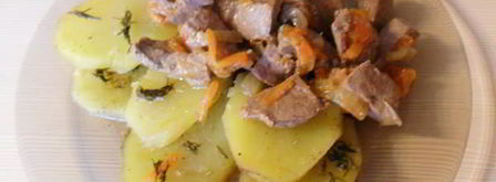 говяжья печень с картофелем в мультиварке. Шаг 7