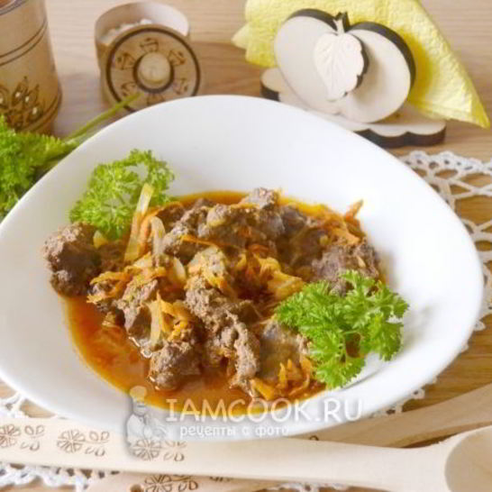 Рецепт говяжьей печени тушеной в соусе в мультиварке