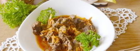 говяжья печень тушеная в соусе в мультиварке. Шаг 11