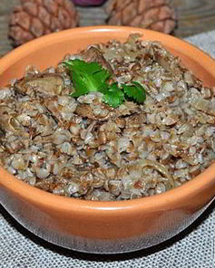 Греча с куриной печенью