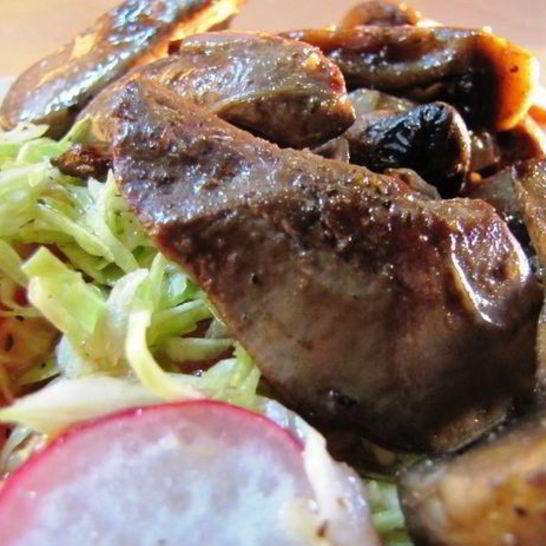 Рецепт куриной печени с шампиньонами