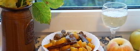 куриная печень с тыквой и яблоками. Шаг 9