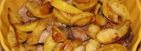 куриная печень с яблоками. Шаг 3