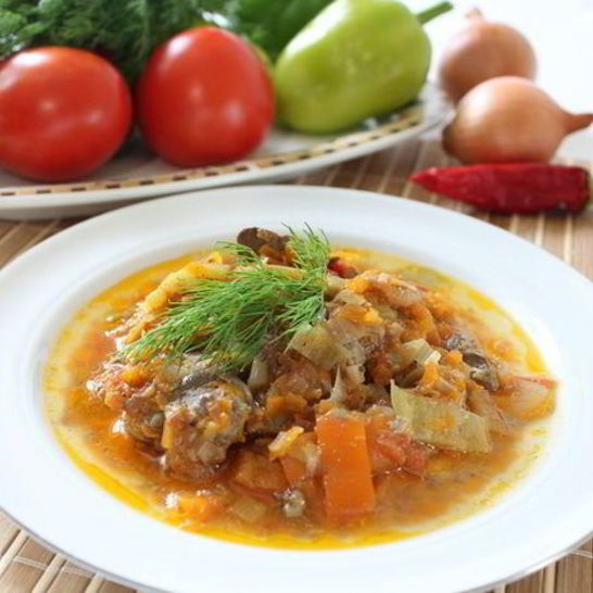 Рецепт куриной печени, тушенной с овощами золотая осень