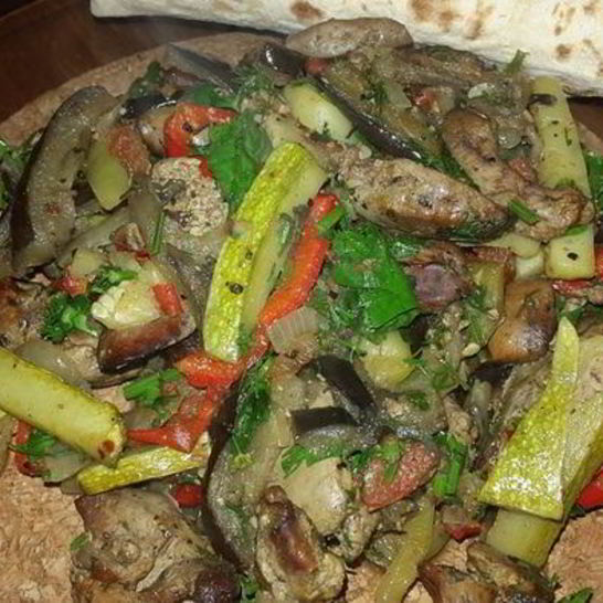 Рецепт куриной печени, запеченной с овощами