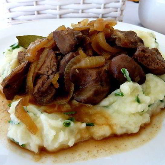 Рецепт куриной печенки в силане с пюре