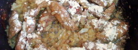 печень говяжья по-строгановски классически. Шаг 10