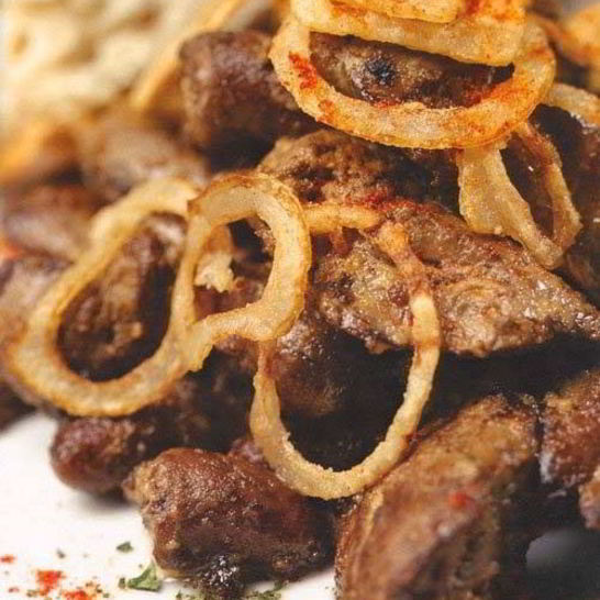 Рецепт жареной куриной печенки с луком и специями