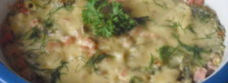 пельмени, запеченные в сметане с ветчиной и сыром. Шаг 8