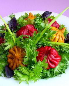 Постные цветные хинкали к 8 марта