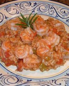 Джамбалайя с рыбой и креветками