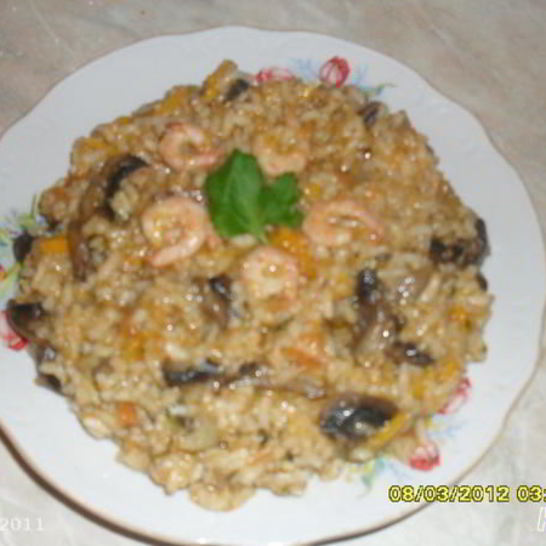 Рецепт паэльи с креветками и грибами