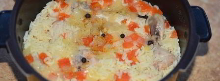 плов с куриными ножками в мультиварке. Шаг 8